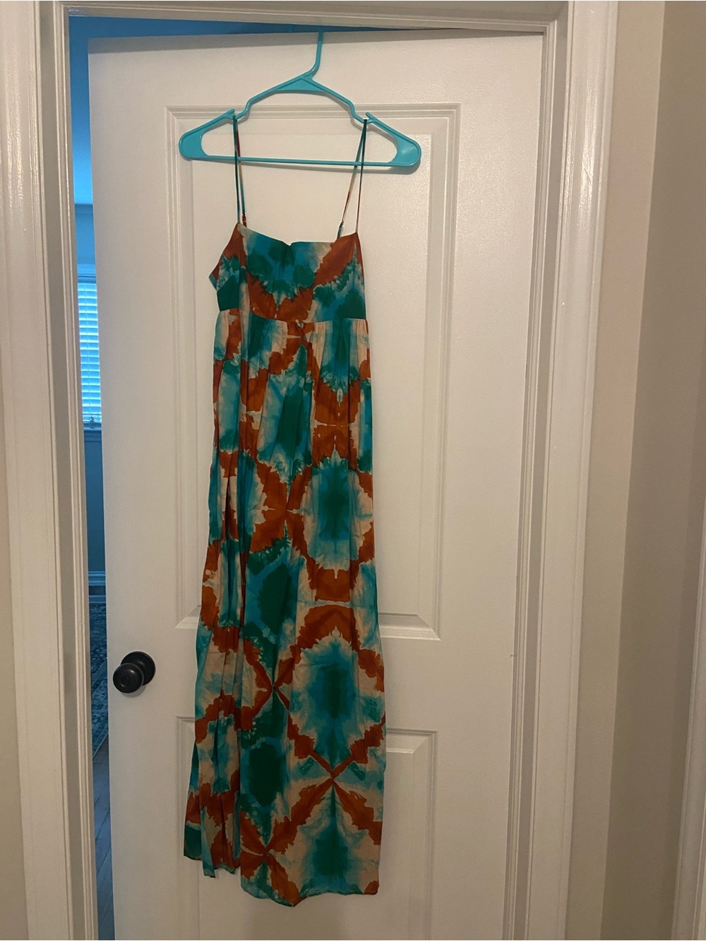 Rails Teal and Rust Tie-Dye Slip Maxi Dress